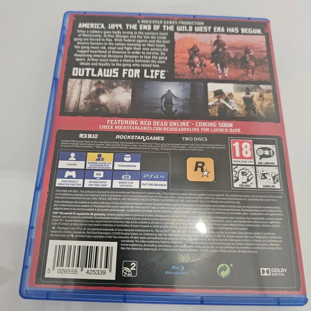 Rockstar Games Red Dead Redemption II 2 PS4 PlayStation 4 Two Disc Set with Map